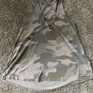 Hollister lace up camo top
